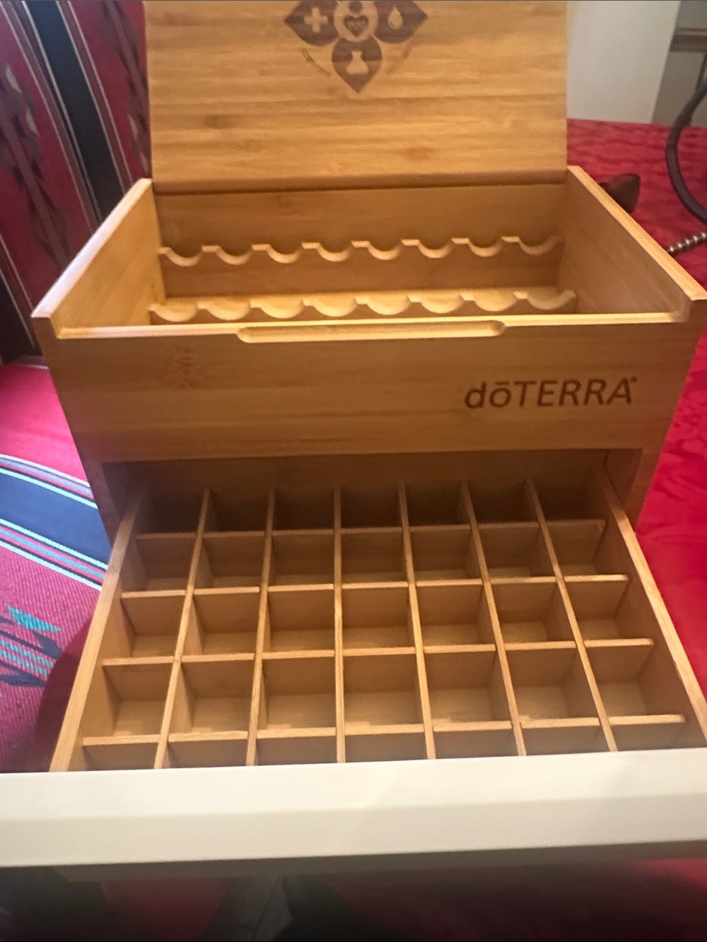 Brand New in Box Doterra  Bamboo Oil Organizer with White Drawer Accents - Picture 3 of 6